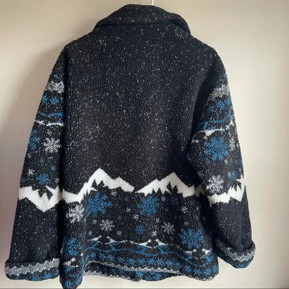 Vintage Izzi Fleece Mountain Print Cuffed Jacket - Picture 5 of 6